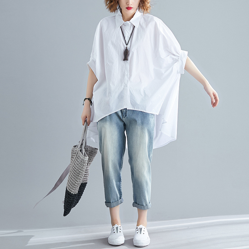 Ljetna japanska nova bucmasta djevojka zapadnjačkog stila koja smanjuje starenje trbuha, prekriva sprijeda kratka straga duga nepravilna plus size majica kratkih rukava