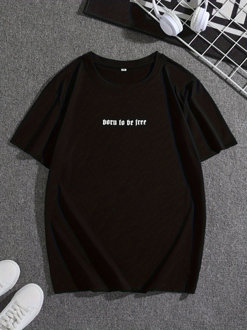 Majica s uzorkom jezika, muška majica, ljetna ležerna majica kratkih rukava, crna, europski i američki pamuk