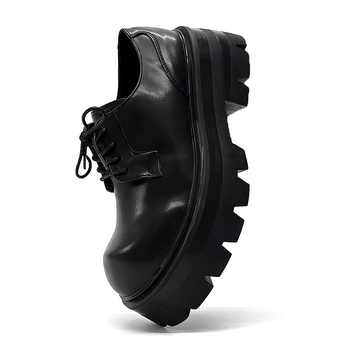 Μοντέρνα ανδρικά βρετανικά παπούτσια Derby με στρογγυλή μύτη, χοντρές σόλες και αυξημένο ύψος για κουμπάρους