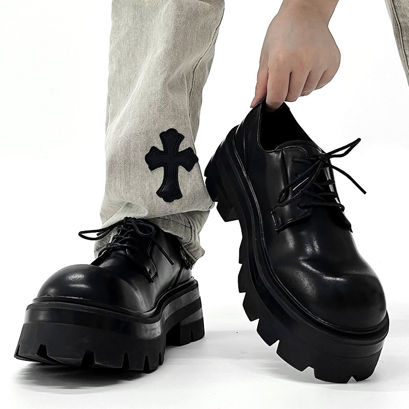 Muške moderne britanske frizerske formalne Derby cipele s okruglim vrhom, debelim potplatima i povećanjem visine za kumove