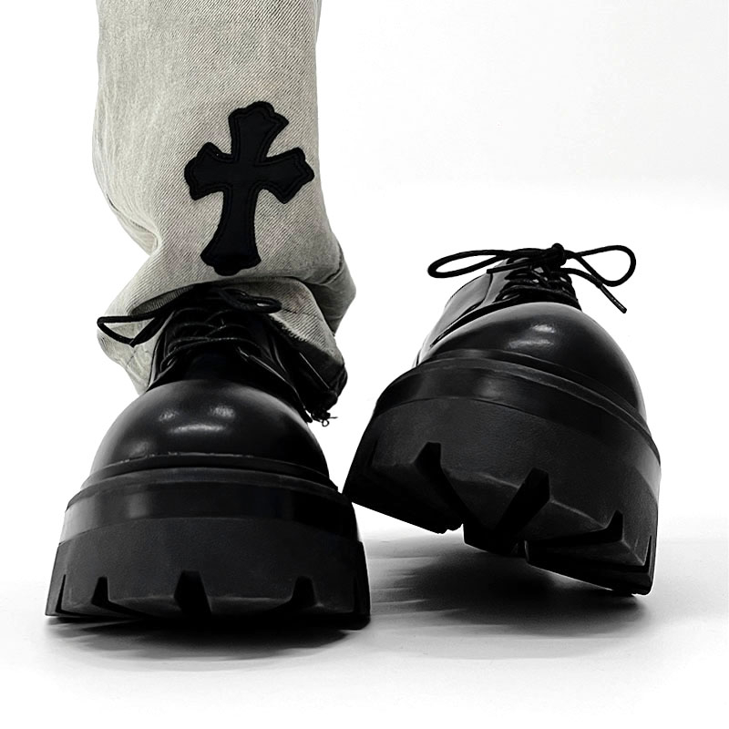 Muške moderne britanske frizerske formalne Derby cipele s okruglim vrhom, debelim potplatima i povećanjem visine za kumove