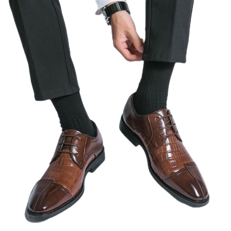 Pánske spoločenské kožené topánky pre ženícha, veľkosť 48, s malou štvorcovou špičkou, nové pánske ležérne topánky