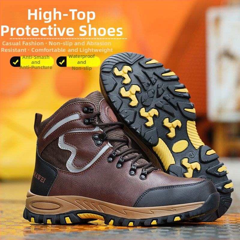 Piiriülesed kõrgekvaliteedilised töökaitsejalatsite tehase hulgimüügi meeste muljumisvastased, torkekindlad, libisemiskindlad, terasest ninaosadega kulumiskindlad turvasaapad