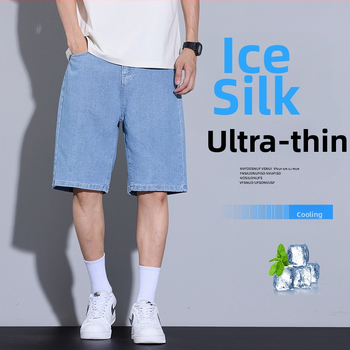 Paprasti džinsiniai šortai, vyriški vasariniai ploni, retro stiliaus, skalbti, tiesūs, laisvi, laisvalaikio stiliaus kelnės vyrams