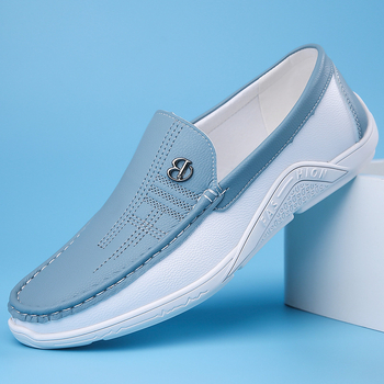 Muške cipele s kapom za veće veličine, ljeto 2025., nove muške neklizajuće ležerne kožne cipele s jednom nogom, trendi izvozne muške cipele, mekane