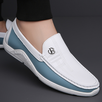 Muške cipele s kapom za veće veličine, ljeto 2025., nove muške neklizajuće ležerne kožne cipele s jednom nogom, trendi izvozne muške cipele, mekane