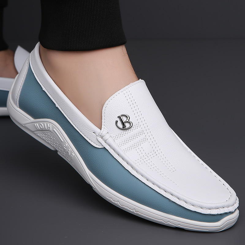 Muške cipele s kapom za veće veličine, ljeto 2025., nove muške neklizajuće ležerne kožne cipele s jednom nogom, trendi izvozne muške cipele, mekane