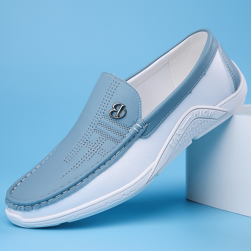 Muške cipele s kapom za veće veličine, ljeto 2025., nove muške neklizajuće ležerne kožne cipele s jednom nogom, trendi izvozne muške cipele, mekane