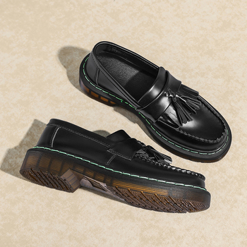 Γυναικεία Loafers με Φούντες, Χαμηλά Παπούτσια από Γνήσιο Δέρμα, Γυναικεία Μοντέρνα Φοιτητικά Παπούτσια Βρετανικού Στυλ, Μεγάλα Μέγεθος, Dropshipping