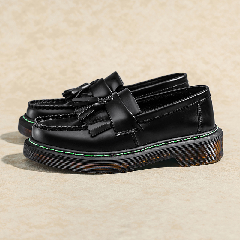 Sieviešu mokasīni ar pušķīšiem no īstas ādas, zema augšdaļa, sieviešu britu stila, modes studentu apaļpurglešu ikdienas apavi, lieli izmēri, dropshipping