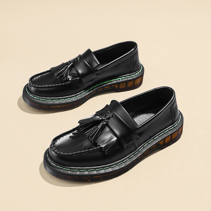 Sieviešu mokasīni ar pušķīšiem no īstas ādas, zema augšdaļa, sieviešu britu stila, modes studentu apaļpurglešu ikdienas apavi, lieli izmēri, dropshipping