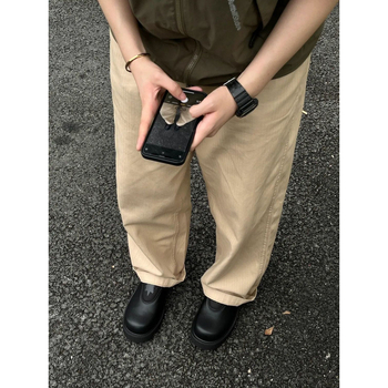 Βόρεια Xinjiang Wolf Καλοκαιρινά Αναπνέοντα Casual Παπούτσια Derby Χωρίς Τακούνι Δερμάτινα Παπούτσια European Station με Χοντρή Σόλα Baotou Μισές Παντόφλες για Άνδρες