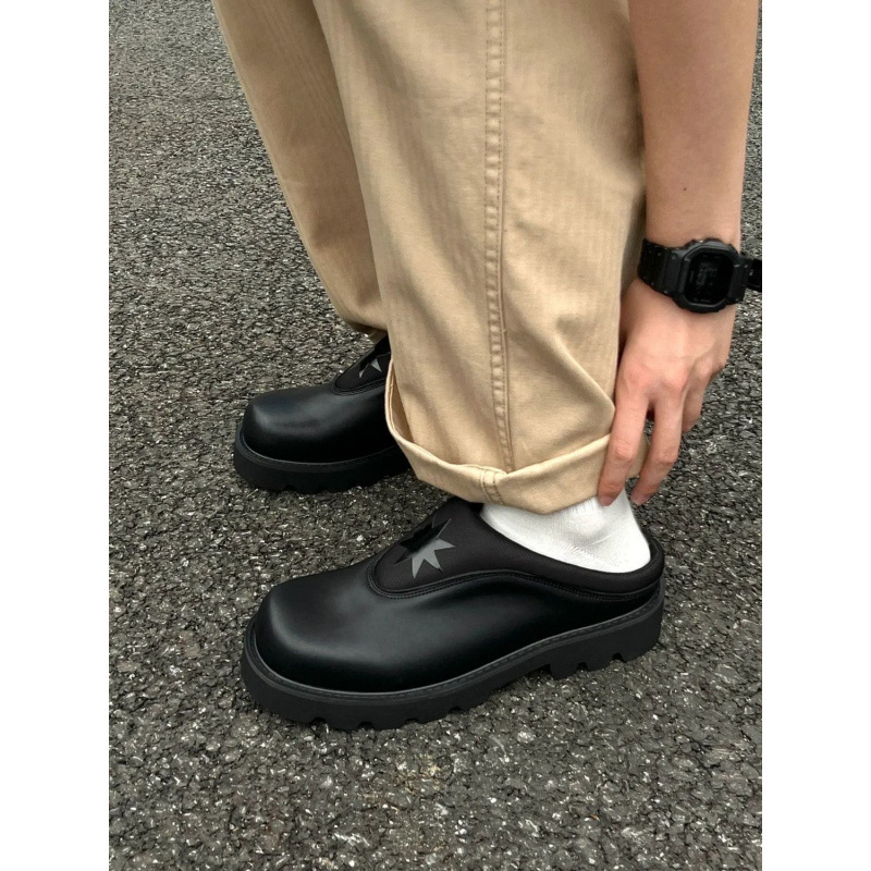 Severný Xinjiang Wolf Letné nosenie Priedušné ležérne Derby topánky bez podpätku Kožené topánky Európska stanica Hrubá podrážka Baotou Polpapuče pre mužov