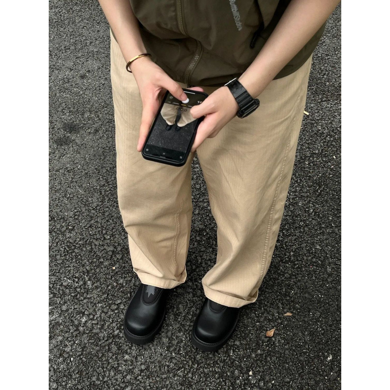 Severný Xinjiang Wolf Letné nosenie Priedušné ležérne Derby topánky bez podpätku Kožené topánky Európska stanica Hrubá podrážka Baotou Polpapuče pre mužov