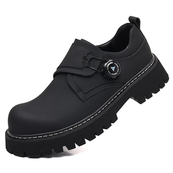 Ανδρικά Παπούτσια Derby 2025, Σκούρα Δερμάτινα Παπούτσια BOA με Περιστρεφόμενη Αγκράφα, Πλατφόρμα Κάτω, Στρογγυλή Μύτη, Ανδρικά Δερμάτινα Παπούτσια Derby 08057