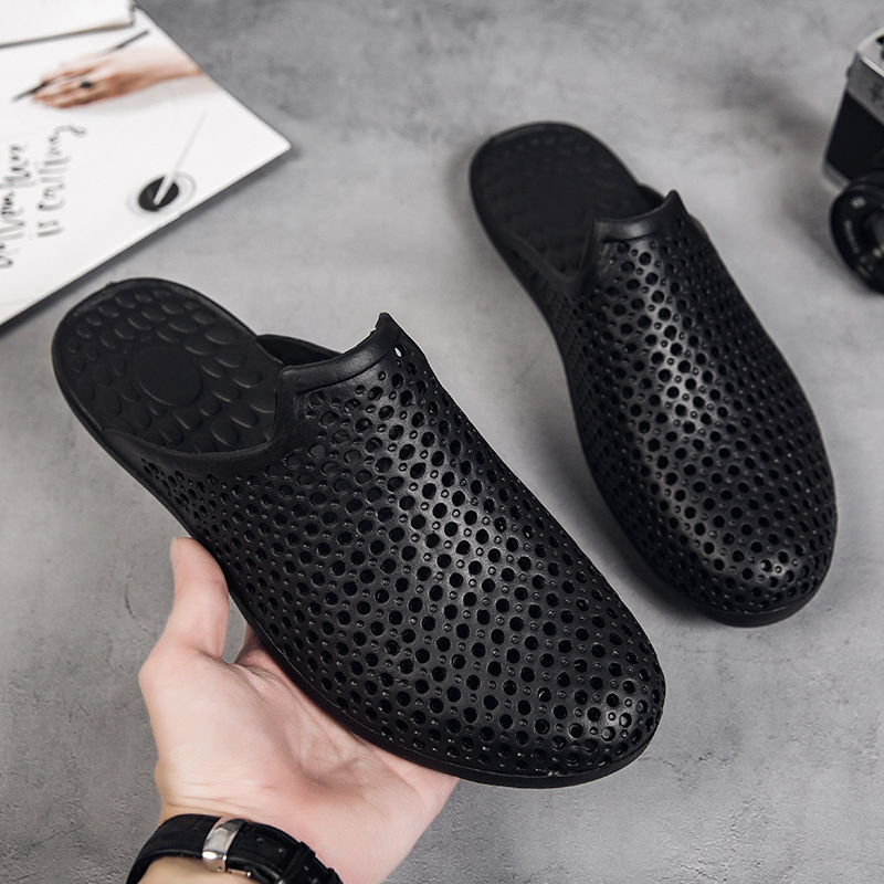 Letné čierne topánky na pláž, univerzálne, s mäkkou podrážkou, protišmykové, ležérne, Baotou papuče, pánske vonkajšie oblečenie, odolné proti opotrebovaniu, papuče na šoférovanie