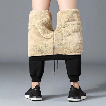 Muške hlače od mješavine vune velikih veličina, ležerne zimske termalne flisaste tople hlače, čiste boje, pamučne hlače do gležnja s manžetama, gornja odjeća u modernom stilu