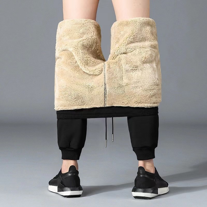 Muške hlače od mješavine vune velikih veličina, ležerne zimske termalne flisaste tople hlače, čiste boje, pamučne hlače do gležnja s manžetama, gornja odjeća u modernom stilu