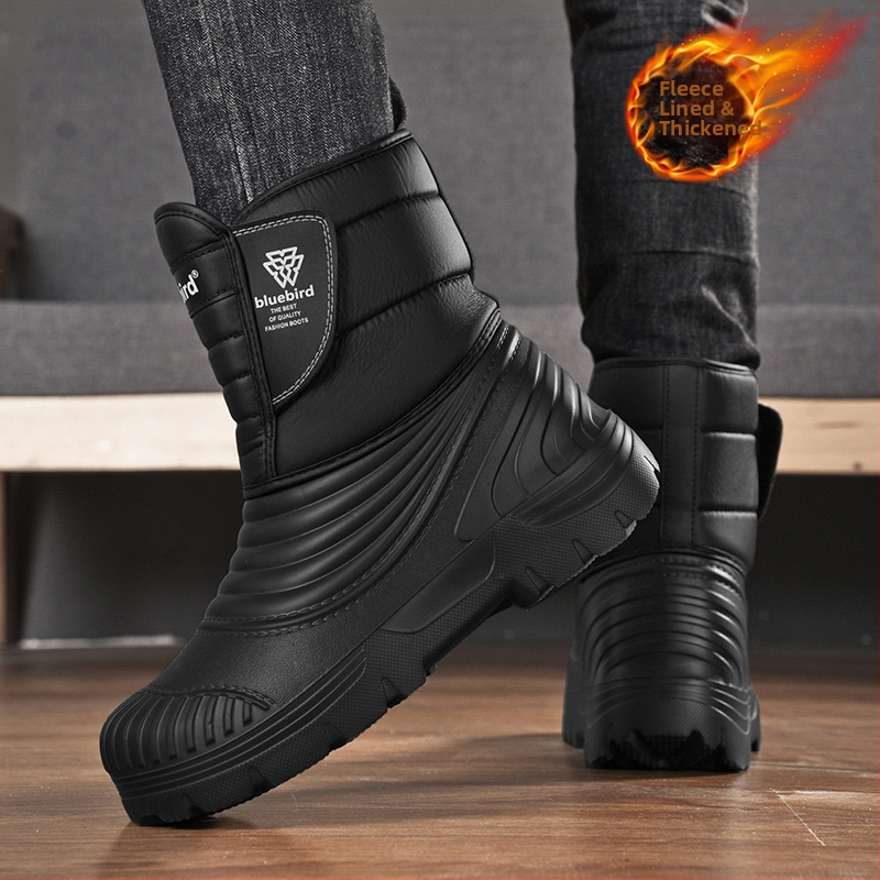 Zimné 50 yardov plus size európske a americké módne vysoké snehové čižmy cezhraničné vonkajšie s flísovou podšívkou teplé nepremokavé veľké bavlnené čižmy veľkoobchod