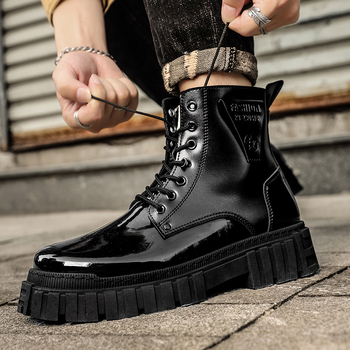 Moderne muške radne cipele, jesenske nove debele potplate, britanskog stila, muške kožne čizme, povećane martin čizme s debelim potplatom u korejskom stilu, muške cipele