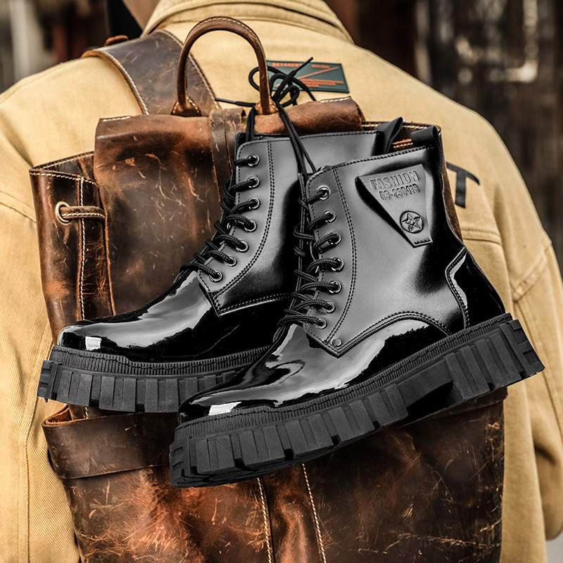 Moderne muške radne cipele, jesenske nove debele potplate, britanskog stila, muške kožne čizme, povećane martin čizme s debelim potplatom u korejskom stilu, muške cipele