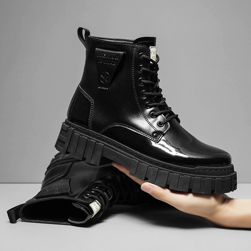Moderne muške radne cipele, jesenske nove debele potplate, britanskog stila, muške kožne čizme, povećane martin čizme s debelim potplatom u korejskom stilu, muške cipele