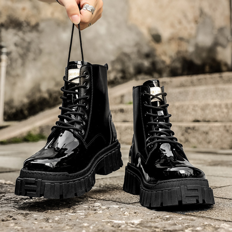 Moderne muške radne cipele, jesenske nove debele potplate, britanskog stila, muške kožne čizme, povećane martin čizme s debelim potplatom u korejskom stilu, muške cipele