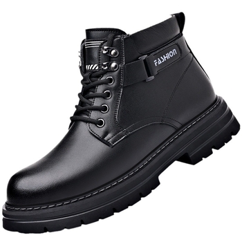 Vyriški batai 2025 m. žieminiai britiški, vilnos pamušalu šilti vyriški batai, natūralios odos, vilnos, aukštakulniai, medvilniniai batai