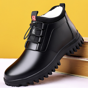 Nove muške visoke kožne cipele za jesen i zimu, pamučne čizme s mekom površinom i mekim dnom, podstavljene flisom, zadebljane sjeveroistočne velike pamučne cipele za tate 6688