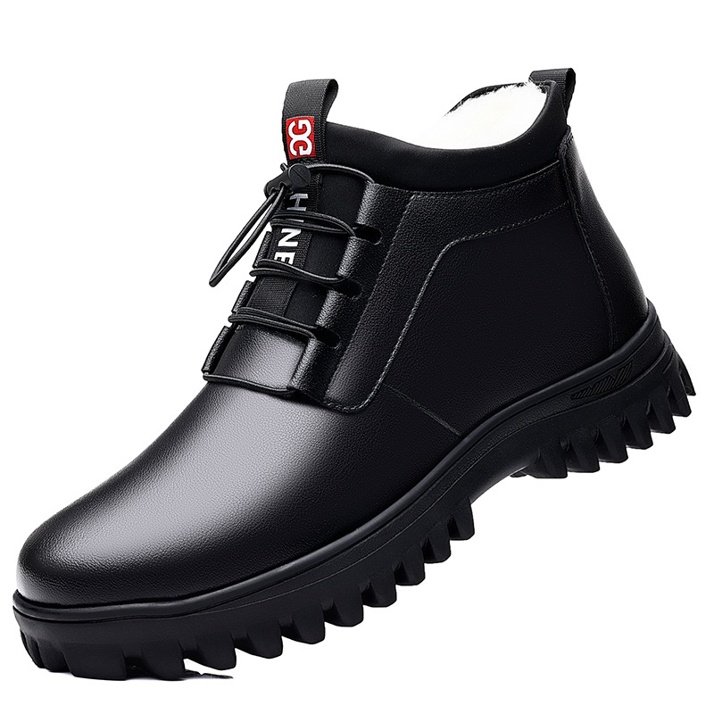 Nove muške visoke kožne cipele za jesen i zimu, pamučne čizme s mekom površinom i mekim dnom, podstavljene flisom, zadebljane sjeveroistočne velike pamučne cipele za tate 6688