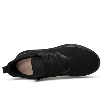 Pánske topánky na zvýšenie výšky 8 cm, čierne priedušné, ležérne, všestranné športové topánky, neviditeľné vnútorné zvýšenie výšky 6 cm, tkané, trendy topánky