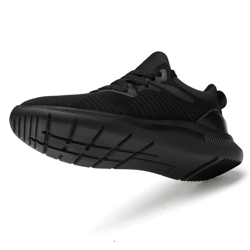 Pánske topánky na zvýšenie výšky 8 cm, čierne priedušné, ležérne, všestranné športové topánky, neviditeľné vnútorné zvýšenie výšky 6 cm, tkané, trendy topánky