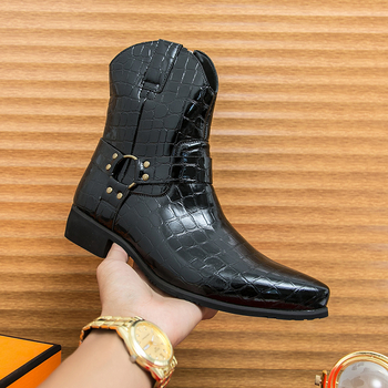 Meeste sügis-talvised uued nahast saapad, pluss-suuruses, küljelukuga, reljeefsed, kõrge säärega nahast kingad, väliskaubanduse retro-Briti Martini saapad
