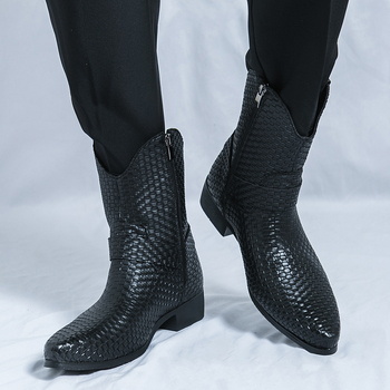 Εξωτερικό Εμπόριο, Μεγάλα Μεγέθη, Φθινόπωρο και Χειμώνας, Νέες Δερμάτινες Μπότες Ανδρικές, Ψηλές Δερμάτινες Μπότες με Ανάγλυφο Φερμουάρ στο Πλάι, Εξωτερικό Εμπόριο, Ρετρό Βρετανικές Μπότες Martin