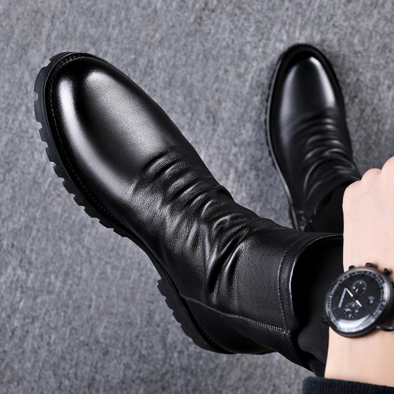 2024. aasta sügis-talve Martini saapad meeste Briti stiilis meeste nahksaapad kõrge säärega lukuga nahkkingad moodsed soojad Chelsea saapad