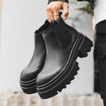 Sügis 2024. aasta kõrge säärega paksu tallaga meeste Chelsea saapad, suurendatud saapad 16896-J