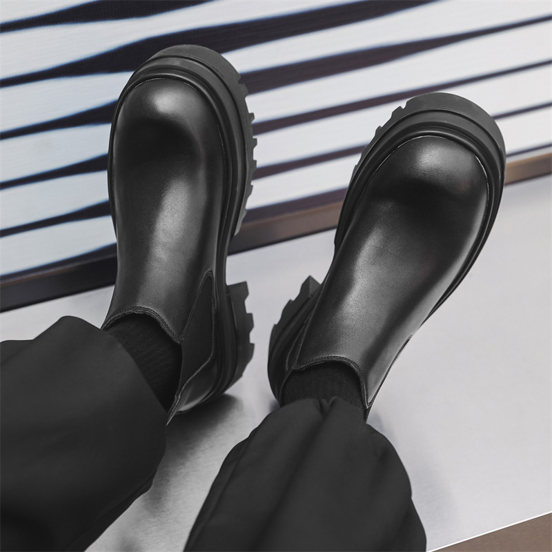 Sügis 2024. aasta kõrge säärega paksu tallaga meeste Chelsea saapad, suurendatud saapad 16896-J