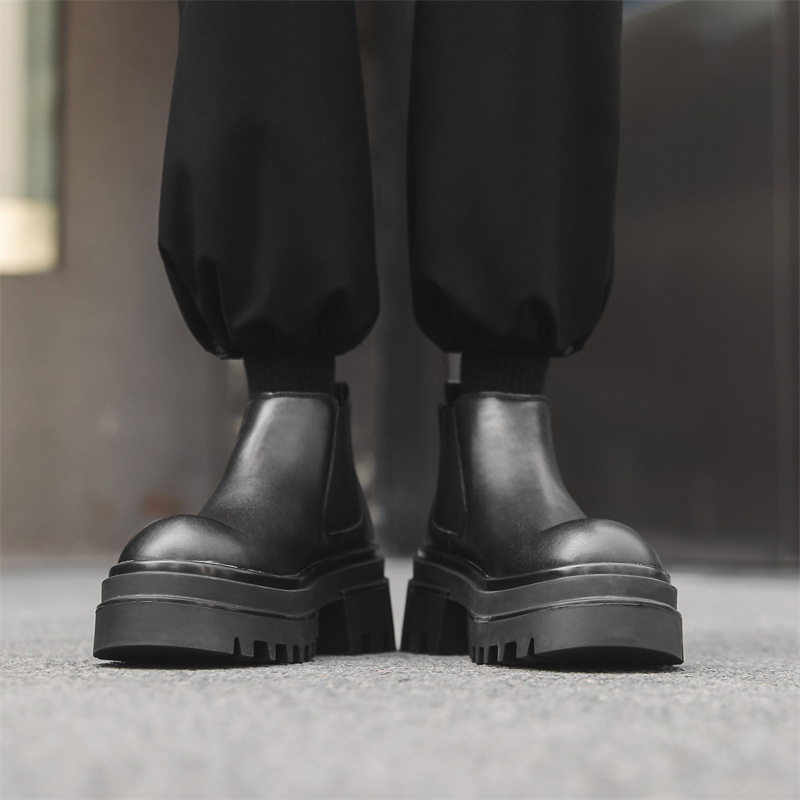 Sügis 2024. aasta kõrge säärega paksu tallaga meeste Chelsea saapad, suurendatud saapad 16896-J