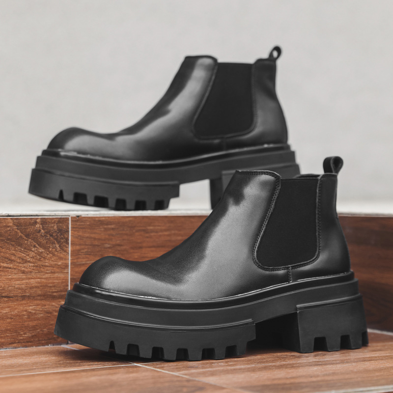 Sügis 2024. aasta kõrge säärega paksu tallaga meeste Chelsea saapad, suurendatud saapad 16896-J