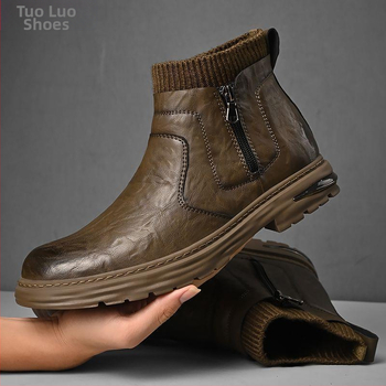 Εξωτερικό εμπόριο εξαγωγών Ιταλία πρωτότυπο μονό ντουλάπι απόσυρσης υψηλής ποιότητας δερμάτινες μπότες Martin ανδρικές μπότες με φερμουάρ στο πλάι ρετρό εργαλεία Yang Ming