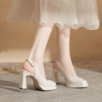 Dámske topánky na platforme s hrubým podpätkom Jin Gang CG9008, nepremokavé, s prackou, na hrubom podpätku a štvorcovej hlave, nové z roku 2024