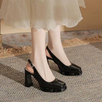 Jin Gang CG9008 Χοντρό τακούνι με τετράγωνο κεφάλι, αδιάβροχα παπούτσια πλατφόρμας, γυναικεία 2024, νέα άνοιξη και φθινόπωρο, γυναικεία ψηλοτάκουνα παπούτσια με αγκράφα