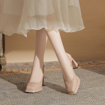 Jin Gang CG9008 Χοντρό τακούνι με τετράγωνο κεφάλι, αδιάβροχα παπούτσια πλατφόρμας, γυναικεία 2024, νέα άνοιξη και φθινόπωρο, γυναικεία ψηλοτάκουνα παπούτσια με αγκράφα