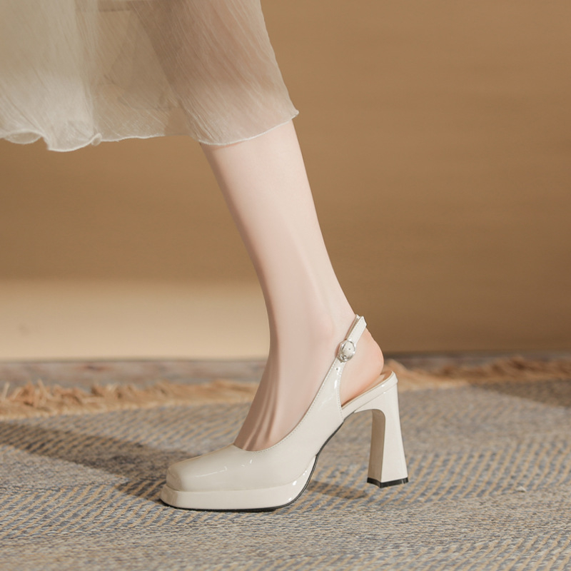 Dámske topánky na platforme s hrubým podpätkom Jin Gang CG9008, nepremokavé, s prackou, na hrubom podpätku a štvorcovej hlave, nové z roku 2024