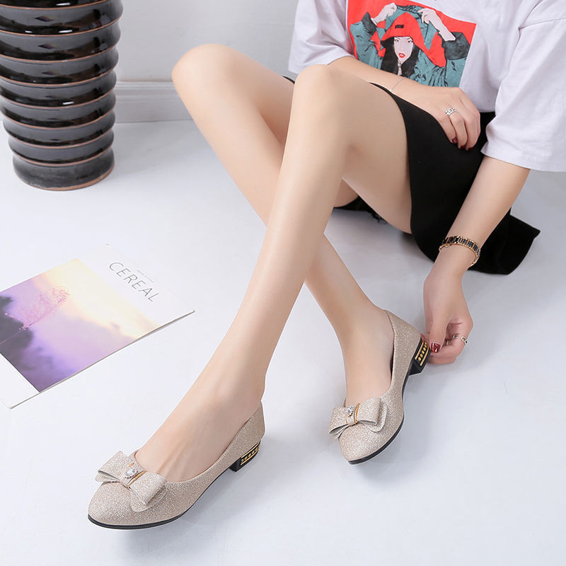 Дамски обувки, летни, нови, модерни, универсални, с плитка уста и панделка, неплъзгащи се, устойчиви на износване, удобни, леки, с мека подметка