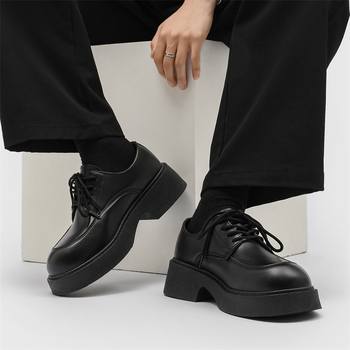Δερμάτινα Παπούτσια Ανδρικά Φθινοπωρινά Αναπνέοντα Μοντέρνα Παπούτσια Ολόσωμη Βρετανική Φόρεμα Πλατφόρμα Casual Μαύρο Ντέρμπι Αντιολισθητικά Επαγγελματικά Παπούτσια Μεγάλου Δακτύλου