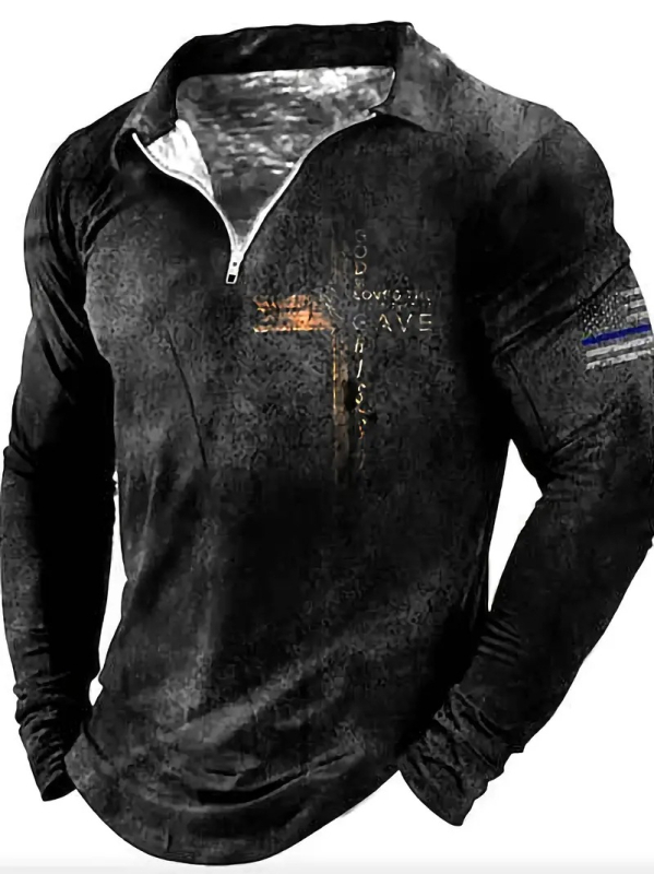 Vintage ristimustriga 3D-digitaalprintimisega meeste High Street All-Match esiosa õlaga lahtine hingav lukuga polosärk