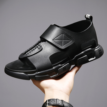 2024 m. vyriškos platforminės basutės, naujos vasarinės vairavimo basutės ir šlepetės, su lipdukais, atviros nosies, platforminiai laisvalaikio paplūdimio bateliai vyrams