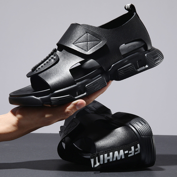 2024 m. vyriškos platforminės basutės, naujos vasarinės vairavimo basutės ir šlepetės, su lipdukais, atviros nosies, platforminiai laisvalaikio paplūdimio bateliai vyrams