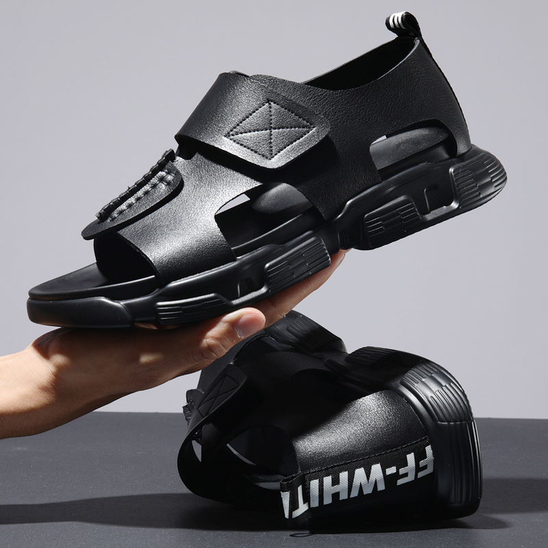 2024 m. vyriškos platforminės basutės, naujos vasarinės vairavimo basutės ir šlepetės, su lipdukais, atviros nosies, platforminiai laisvalaikio paplūdimio bateliai vyrams